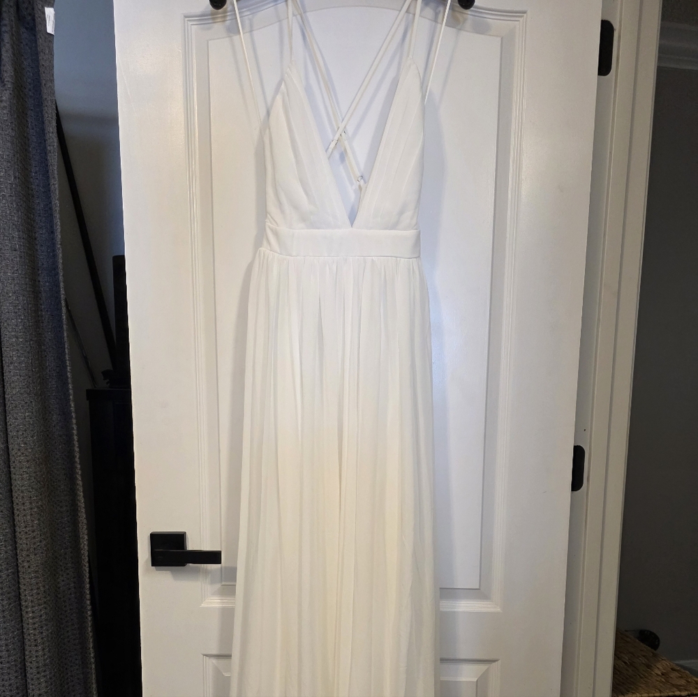 Pink Lily White Backless Maxi Dress